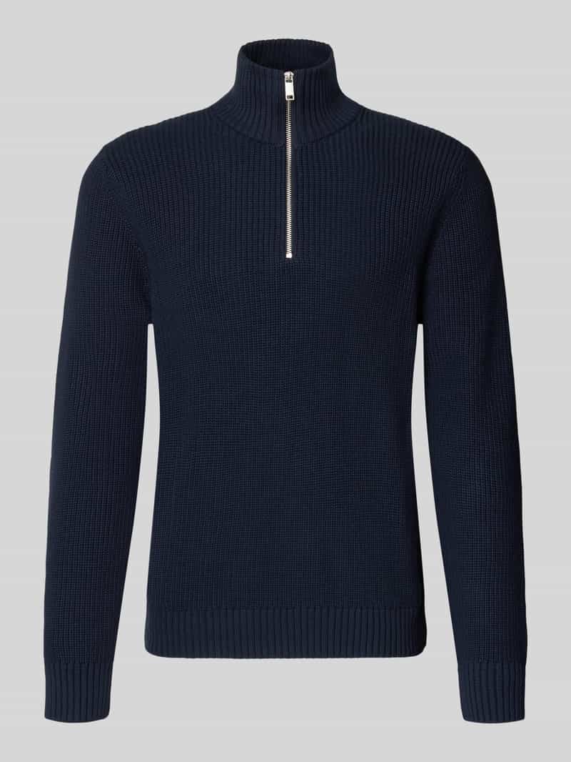 Slim fit gebreide pullover van pure katoen met schipperskraag