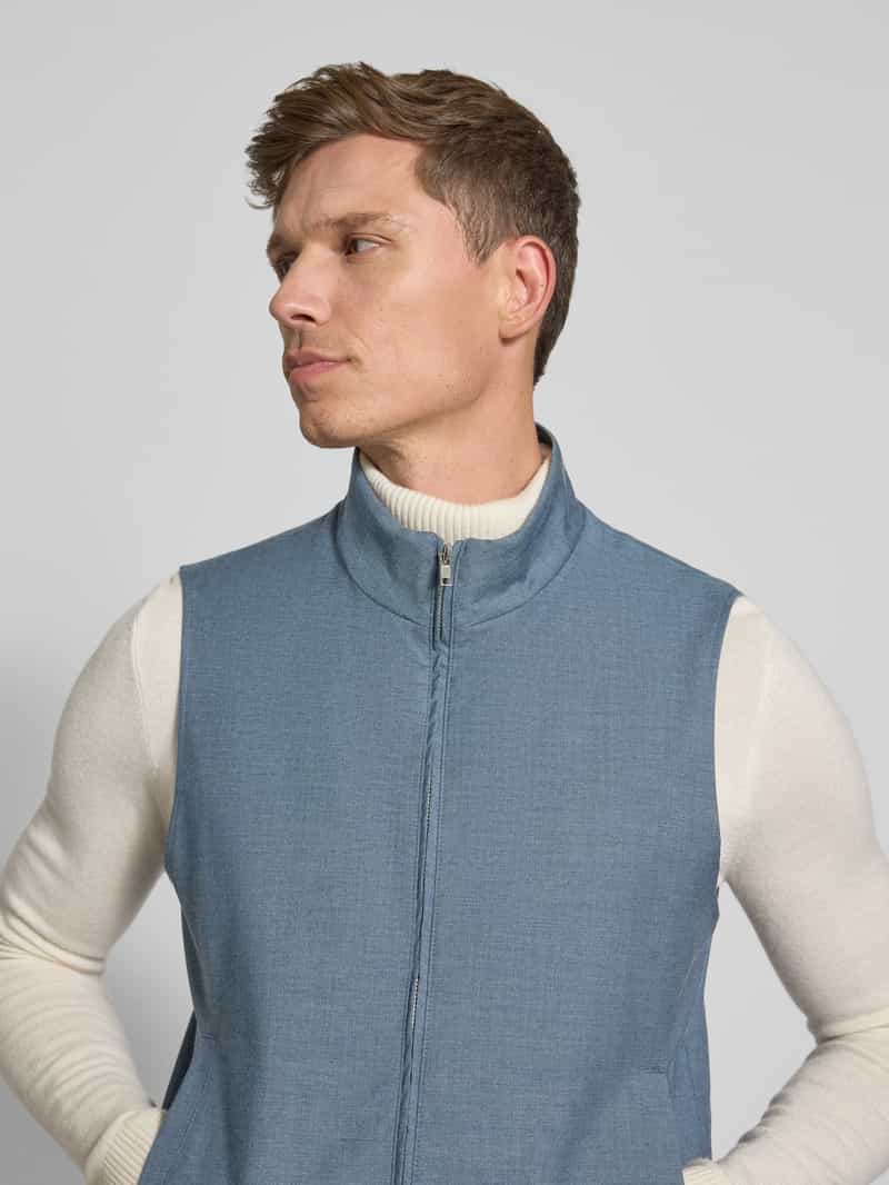 Roy Robson Gilet van een mix van scheerwol en viscose met opstaande kraag