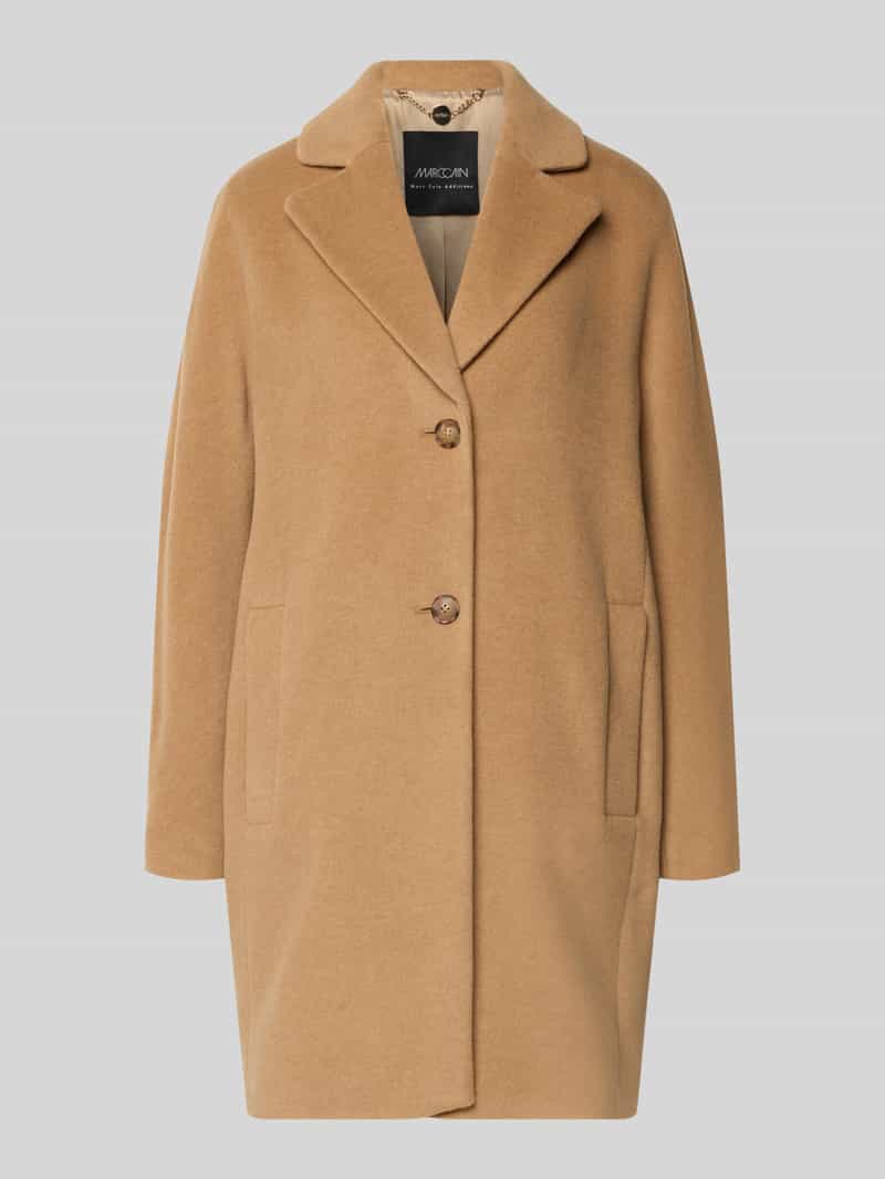 Marc Cain Regular fit lange jas van scheerwolmix met alpaca