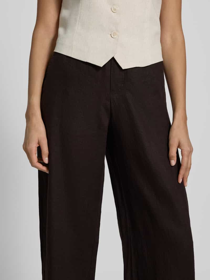 Opus Wide leg linnen broek met elastische band model 'Mileni'