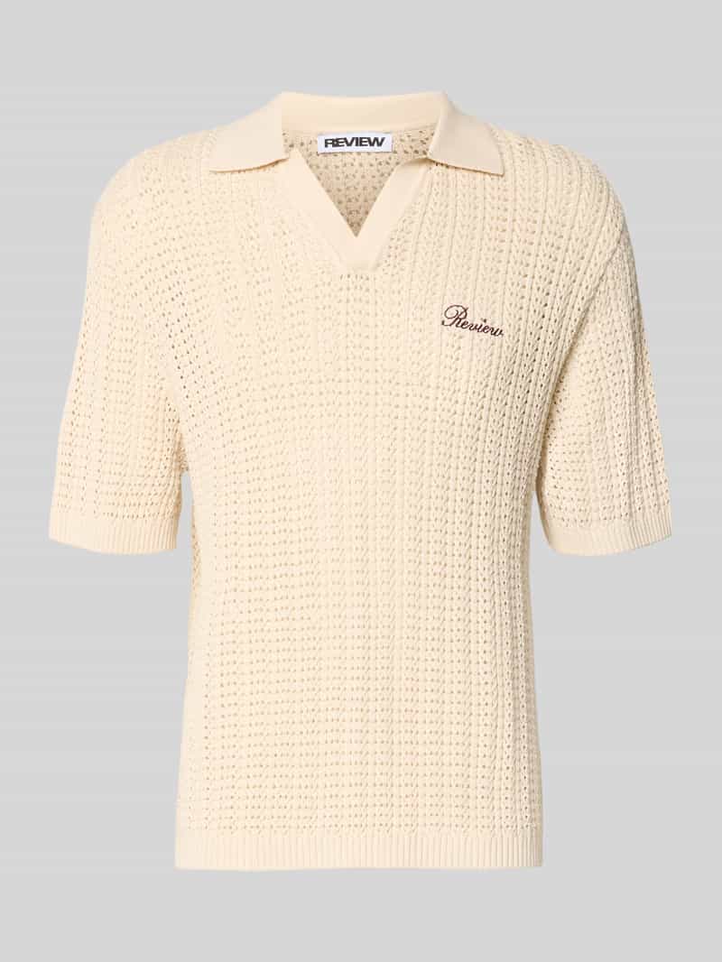 slim fit poloshirt in haakwerk-look