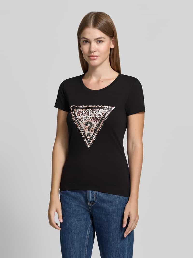 Guess slim fit T-shirt van elastische katoenmix model 'SAVANNA'