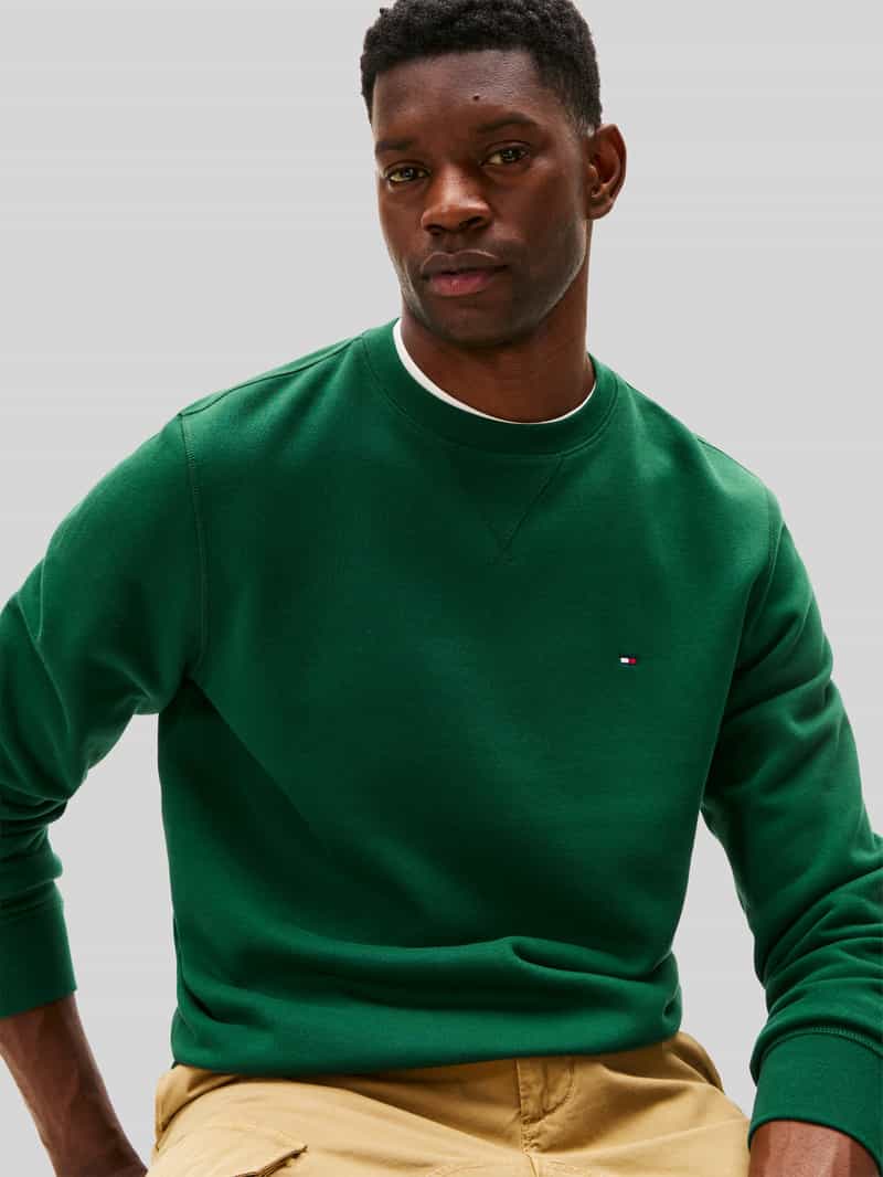 Tommy Hilfiger Regular fit sweatshirt van puur katoen met gestikt logo ornamental green, foto 4