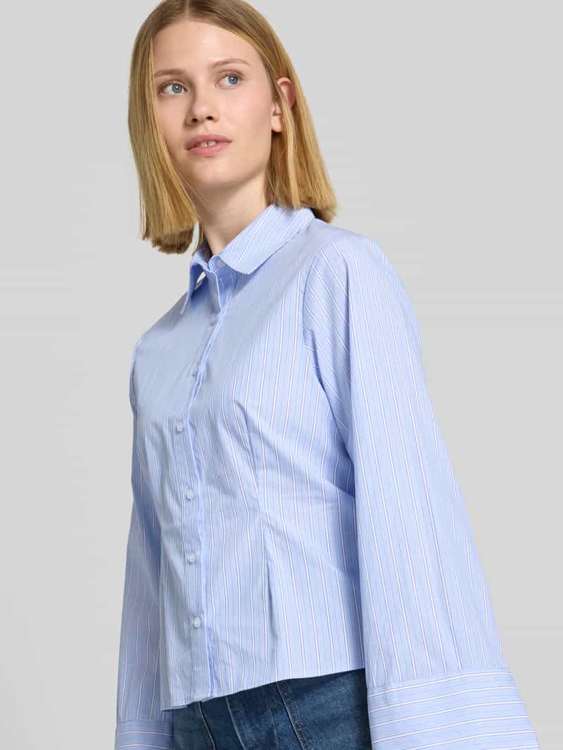 NEO NOIR Blouse met sportmanchetten en kentkraag