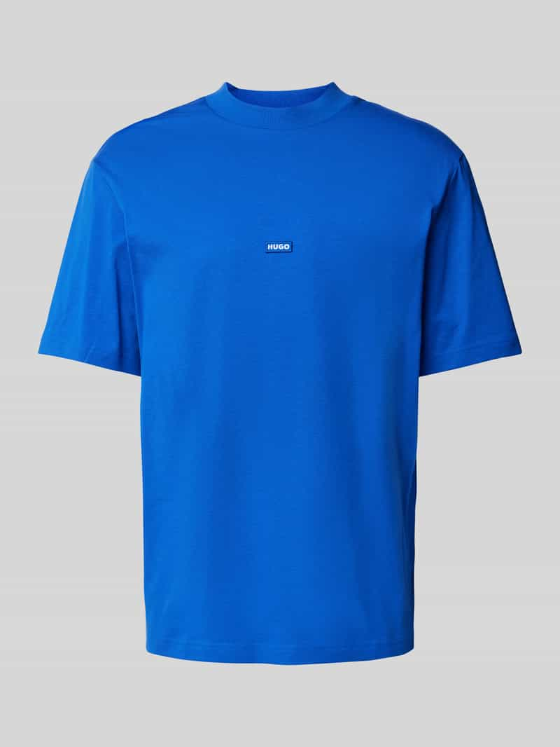 Hugo Blue T-shirt met labelpatch, model 'Nieros'