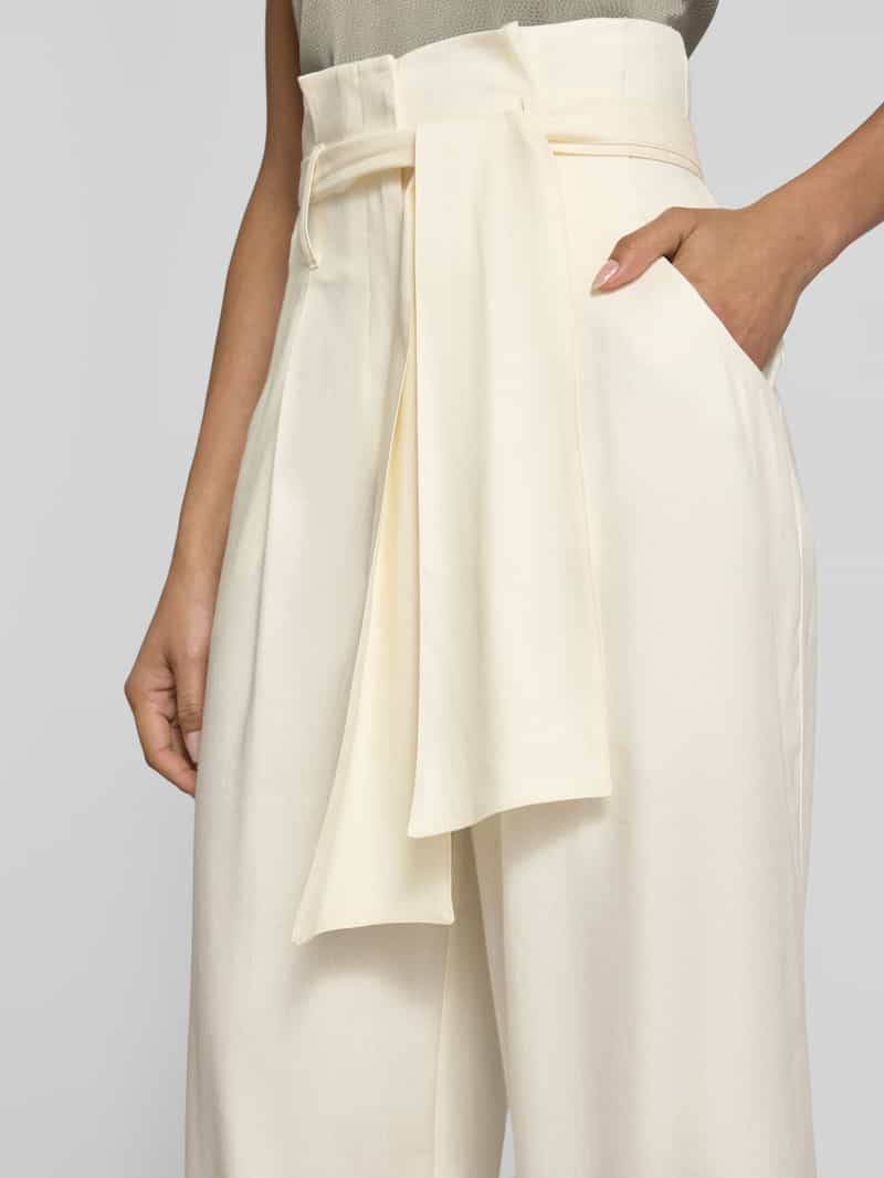 More Wide leg linnen broek met strikceintuur