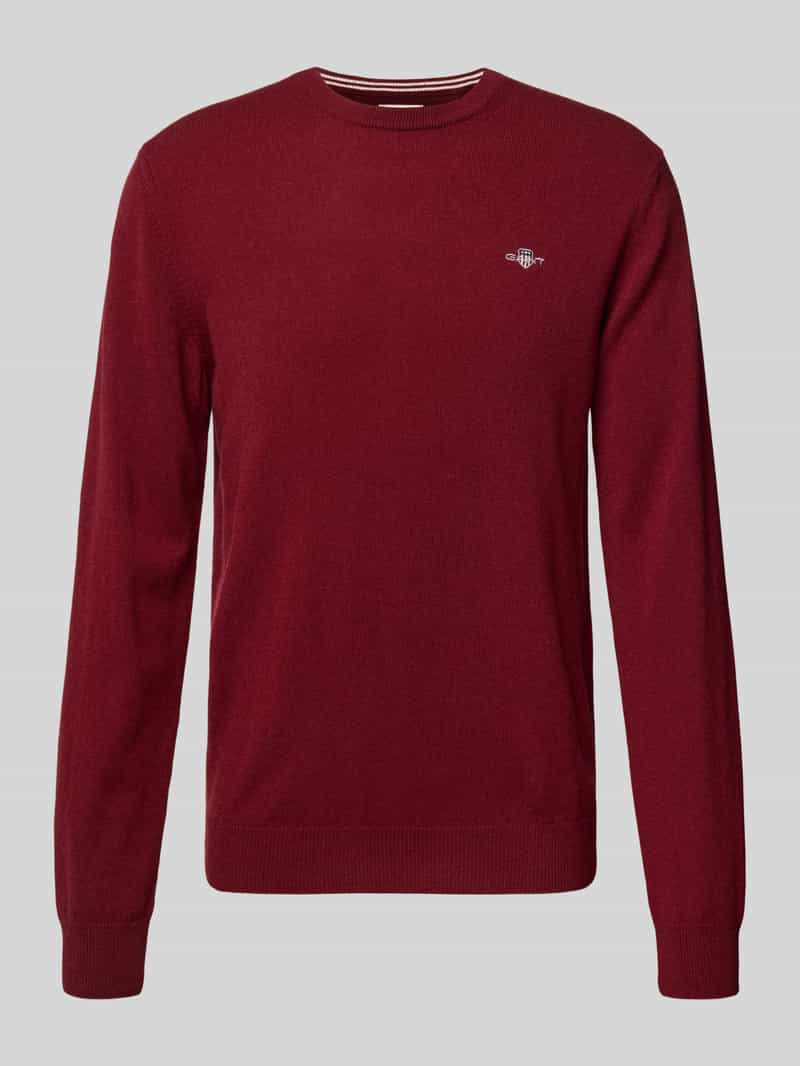 Gant Gebreide pullover van zuivere lamswol met ribboorden