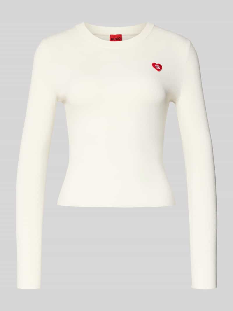 HUGO Slim fit gebreid shirt van viscosemix model 'SHARPA'