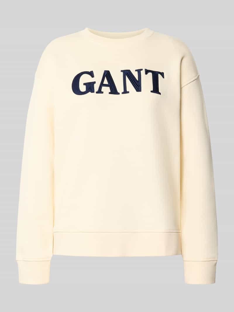 Gant Sweatshirt met ronde hals en labelstitching