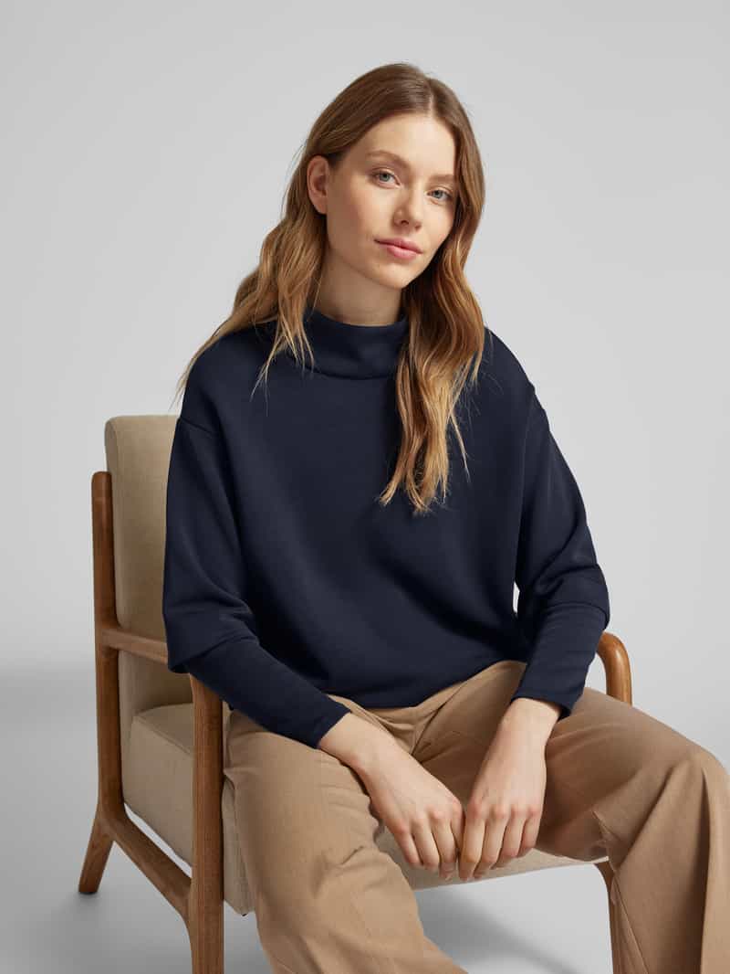s.Oliver BLACK LABEL Loose fit sweatshirt van scuba met extra brede schouders