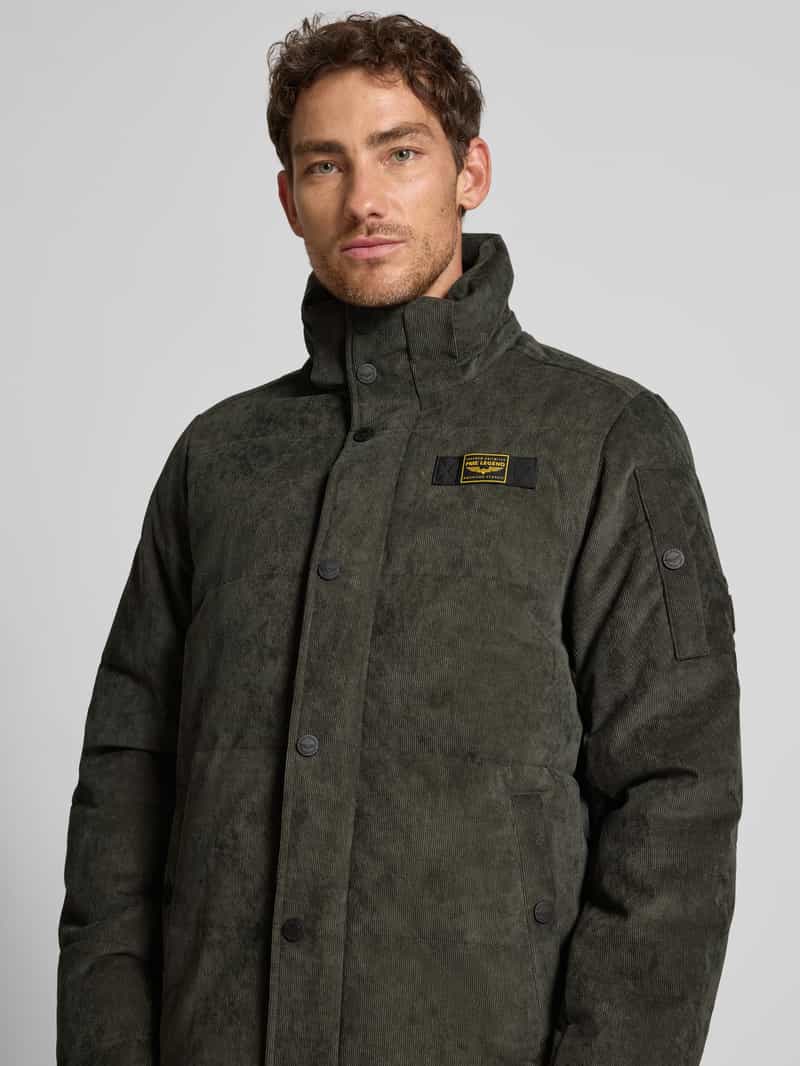 PME Legend Gewatteerd jack van corduroy met labeldetail
