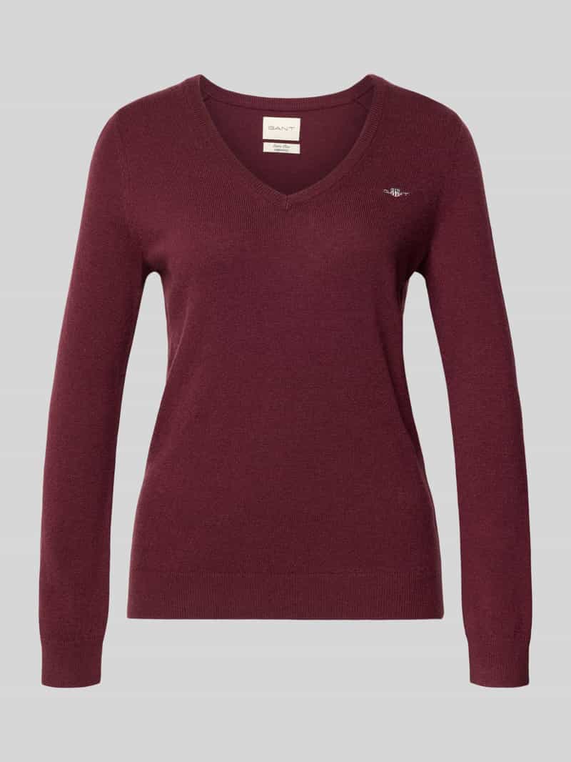 Gant Gebreide pullover van lamswolmix met V-hals