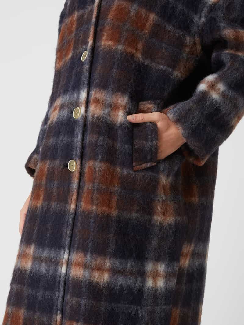 American vintage Lange wollen jas met ruitmotief model 'Geomark'