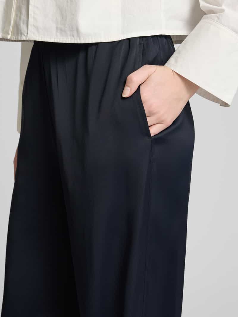 Marc O'Polo Regular fit satijnen broek van viscose met wijde pijpen