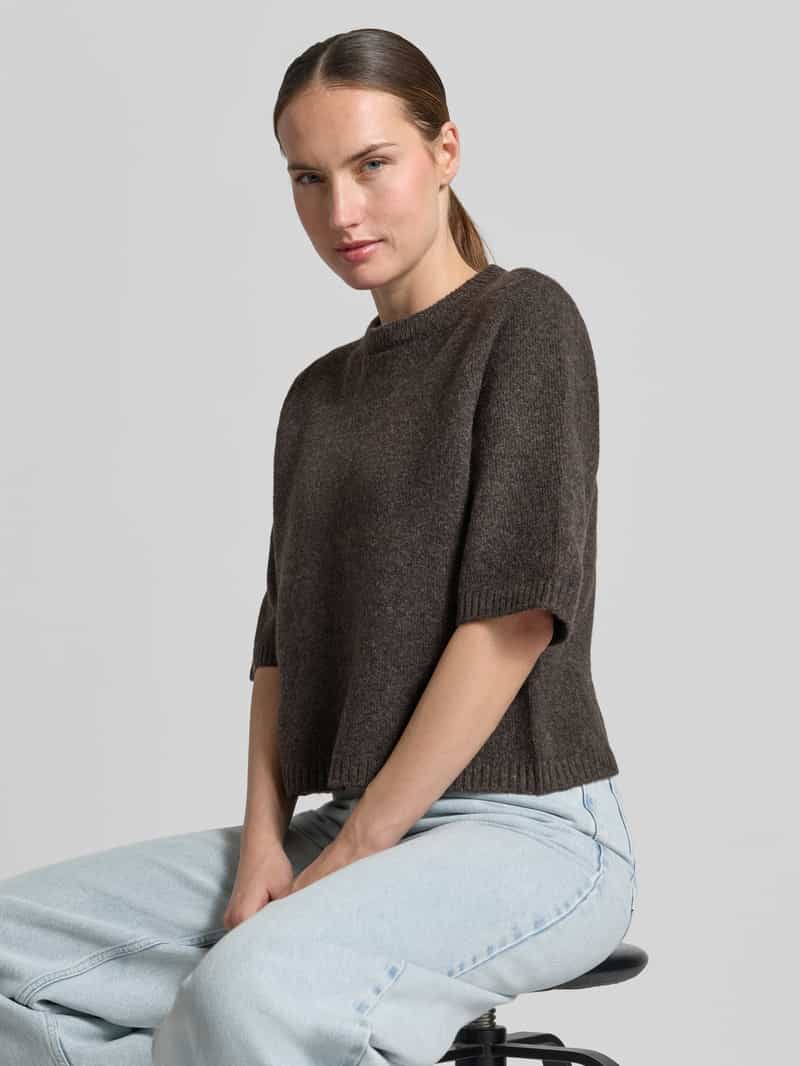Vero Moda oversized pullover met wol model 'BOOM' bruin, foto 4