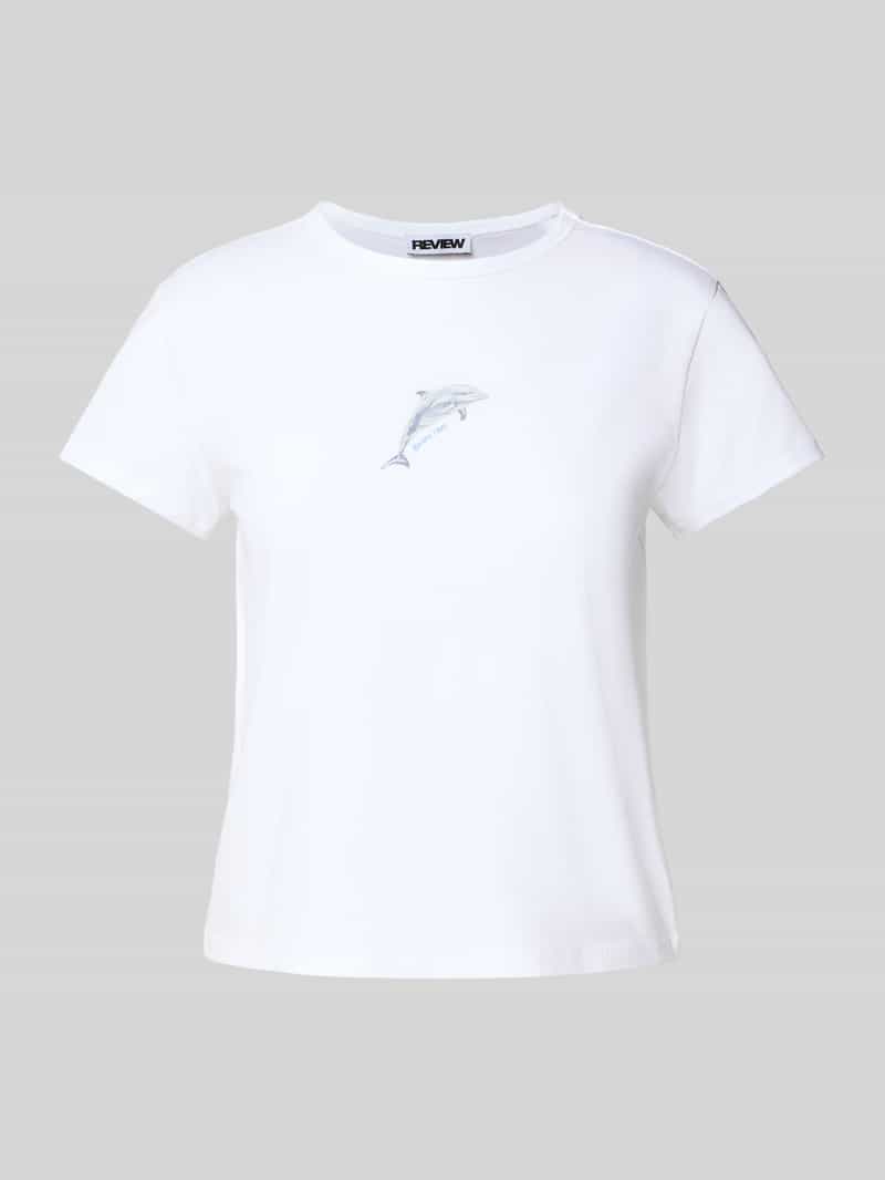 T-shirt met motief- en labelprint