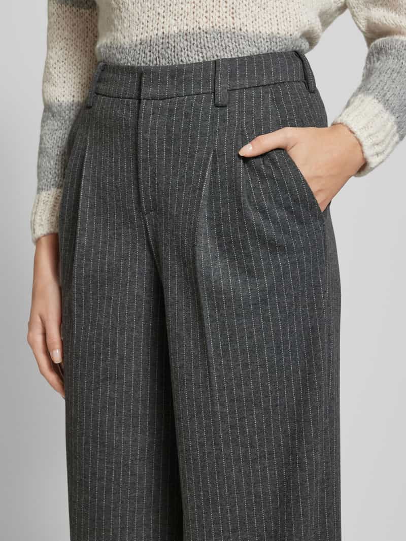 Oui Straight leg stoffen broek met bandplooien