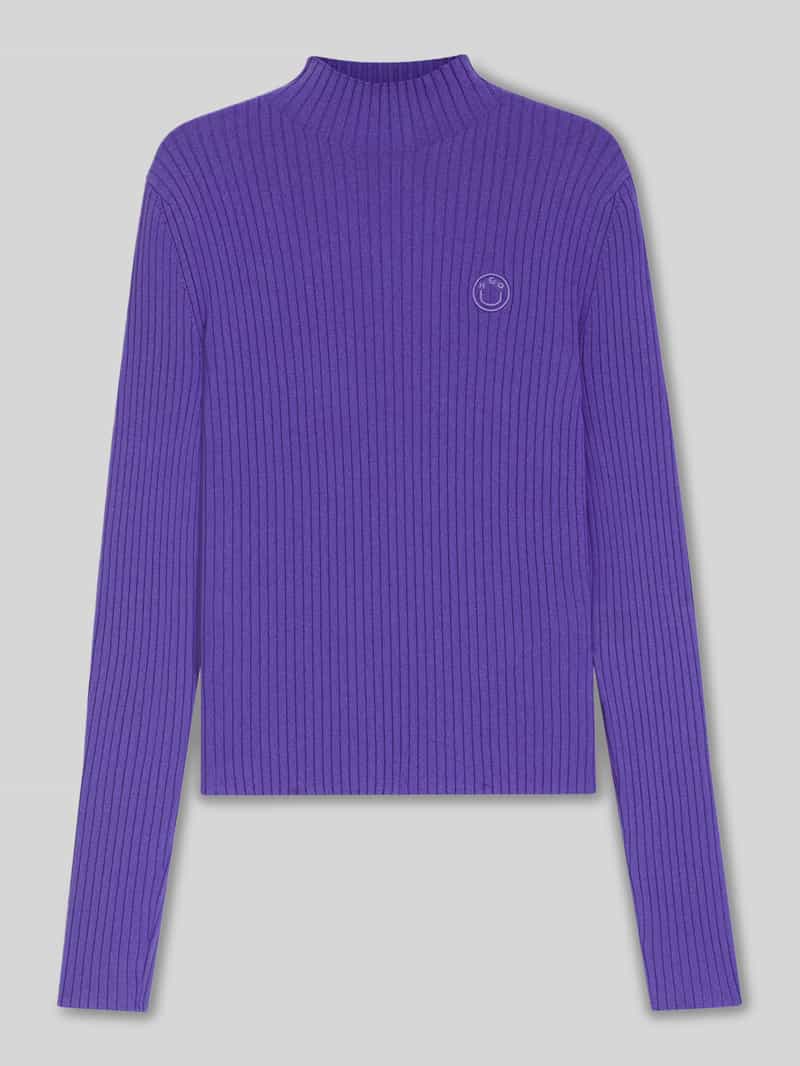 Hugo Blue Slim fit gebreide pullover met ribstructuur model 'SARMIE'