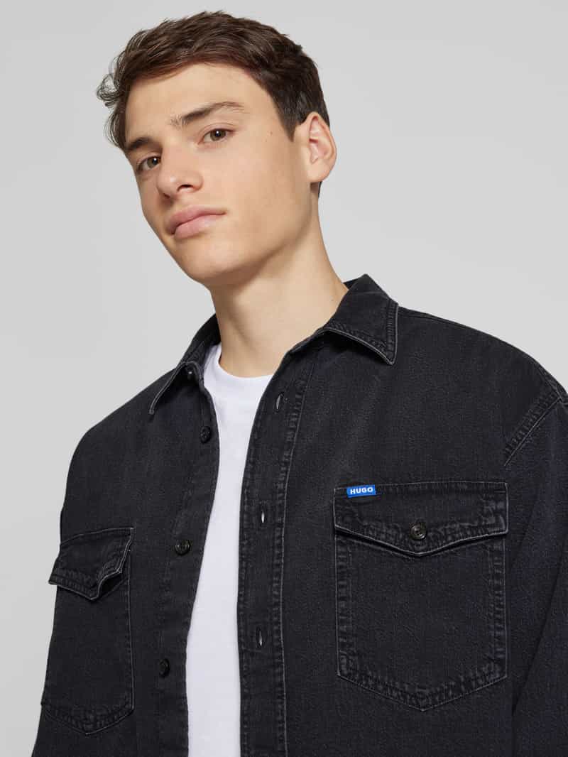 Hugo Blue Regular fit jeansoverhemd met kentkraag model 'Ebino'