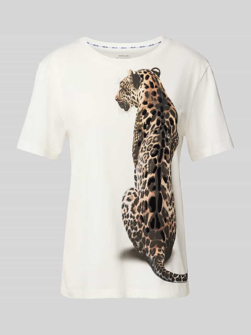 Marc Cain Regular fit T-shirt van puur katoen met dierenprint