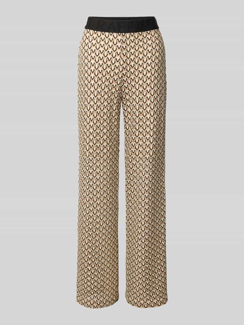 RAFFAELLO ROSSI Straight leg stoffen broek met elastische band met label model 'ELAINE'
