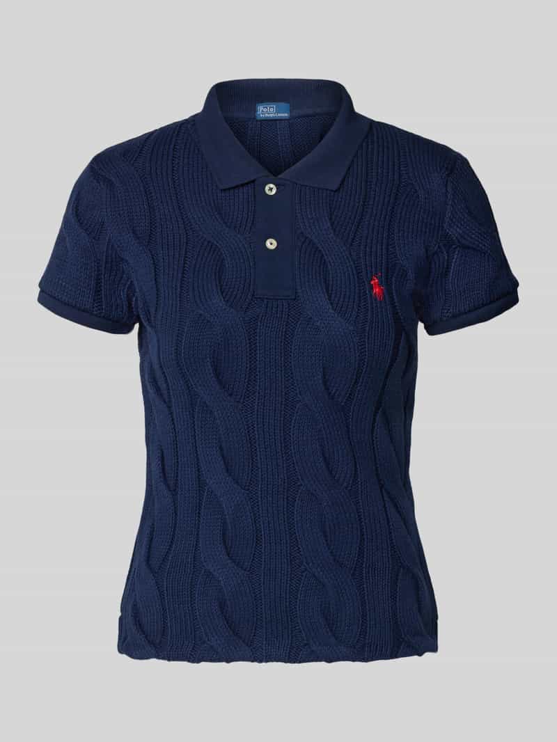 Polo Ralph Lauren Regular fit poloshirt met kabelpatroon en logostitching
