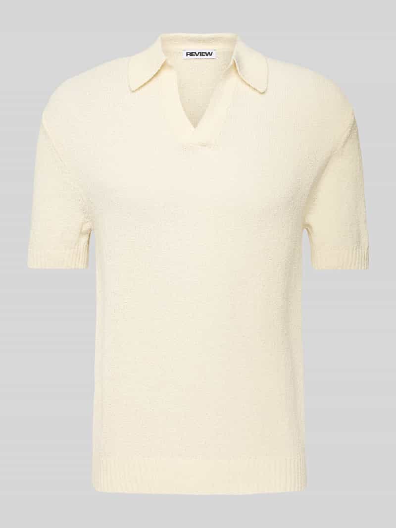 Gebreid shirt met polokraag en V-hals