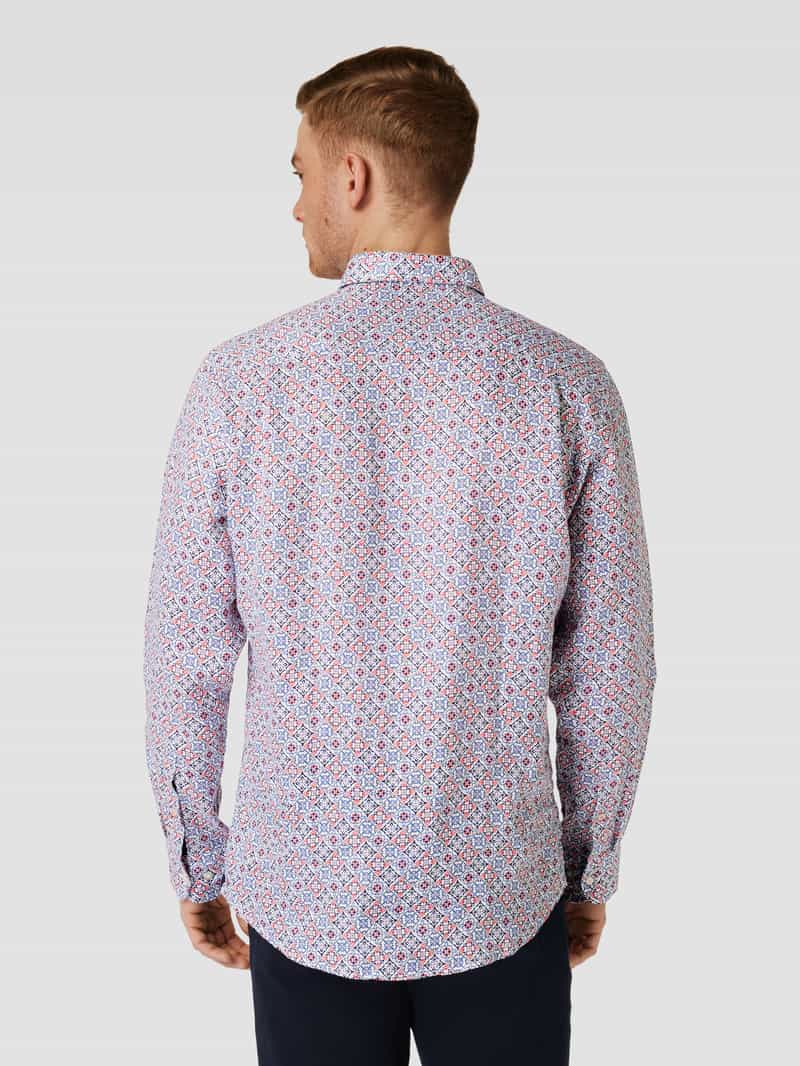 Regular fit vrijetijdsoverhemd van linnen met all-over motief Christian Berg Men