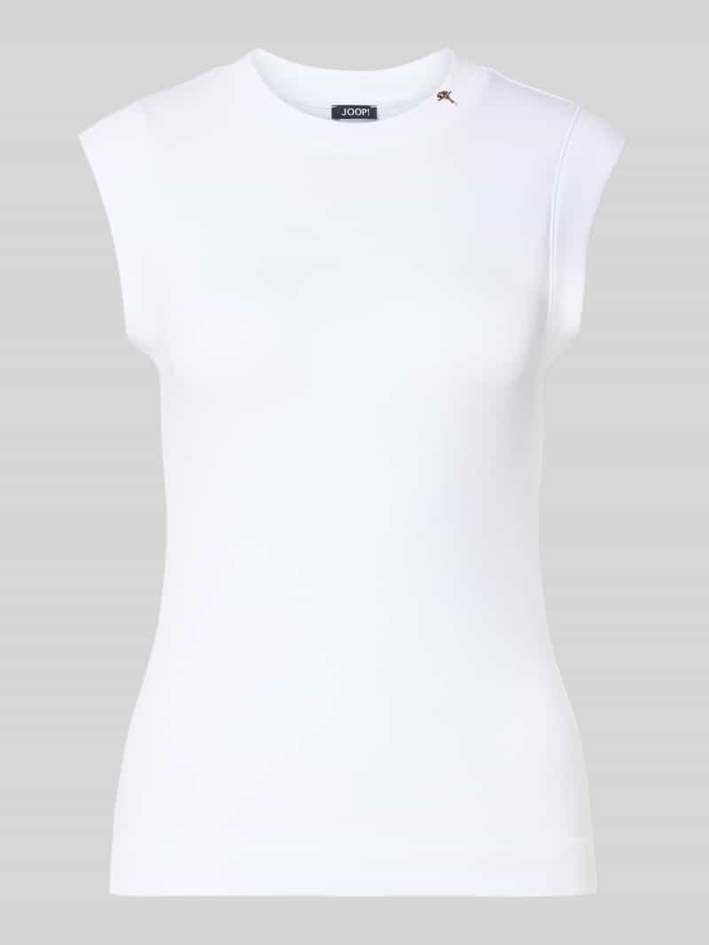 slim fit top met logodetail model 'Tonda'