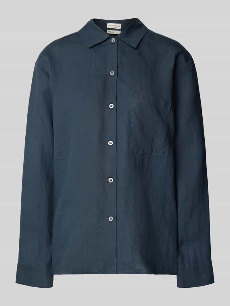 Marc O'Polo Regular fit linnen blouse met borstzak