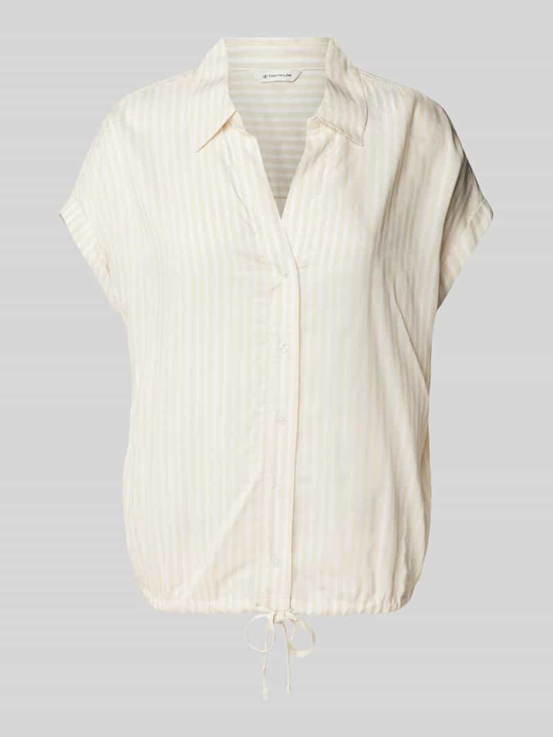 Tom Tailor Relaxed fit blouse met korte mouwen van puur viscose met V-hals