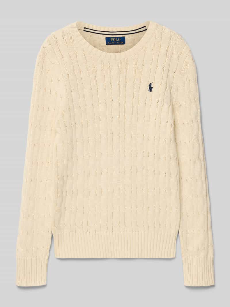 Polo Ralph Lauren Teens Gebreide pullover met kabelpatroon en ronde hals