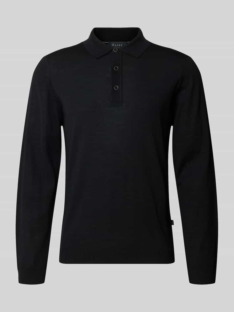 Regular fit gebreide pullover van zuivere scheerwol met polokraag