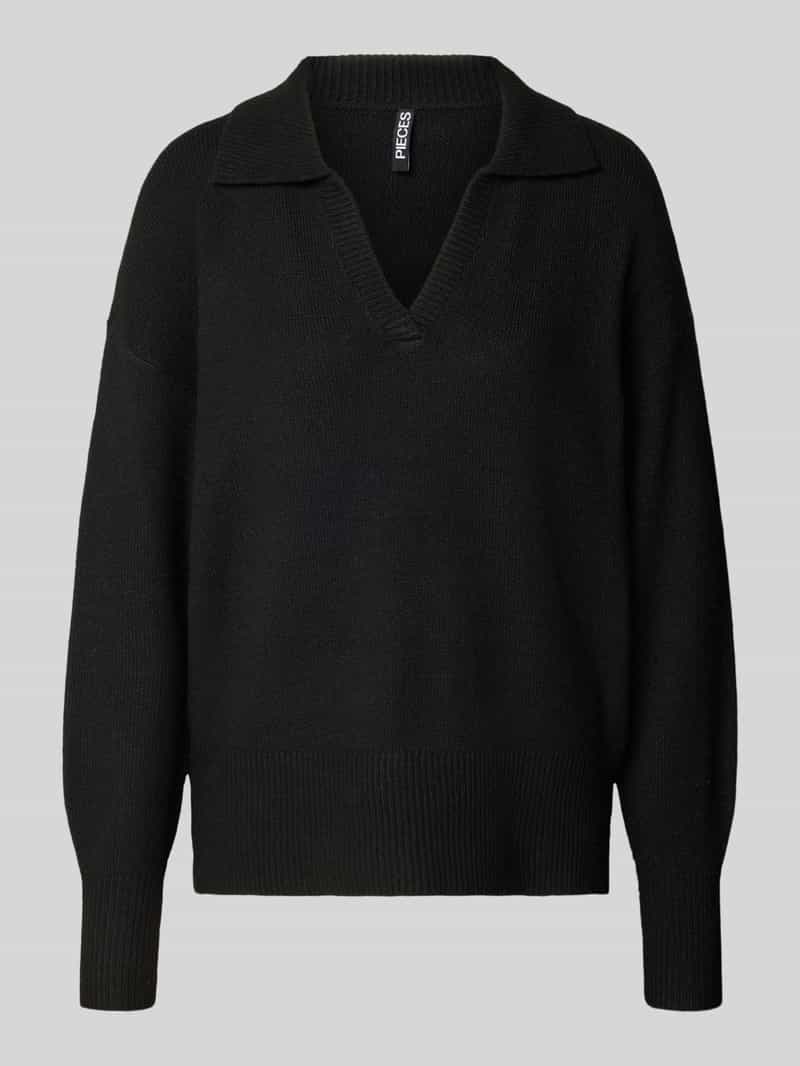 Pieces Trui met V-hals PCMALOU LS POLO KNIT NOOS BC