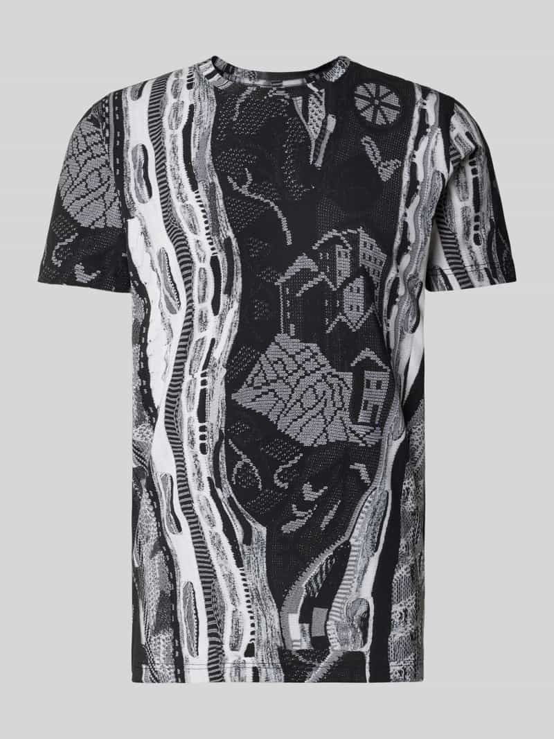 carlo colucci T-shirt met geribde ronde hals