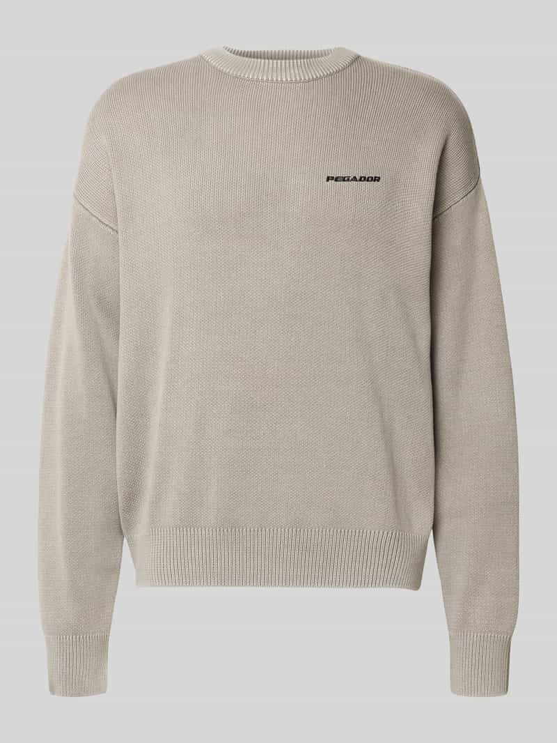 PEGADOR Oversized gebreide pullover met logo en ronde hals