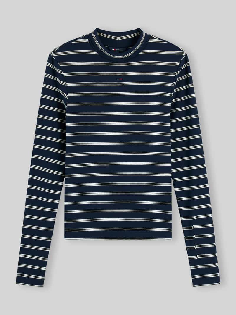 Tommy Jeans T-shirt Tjw Essential Mock Neck Dw0dw19830 0x5 Dark Blue/day Lily Stripe Dames Maat - XS
