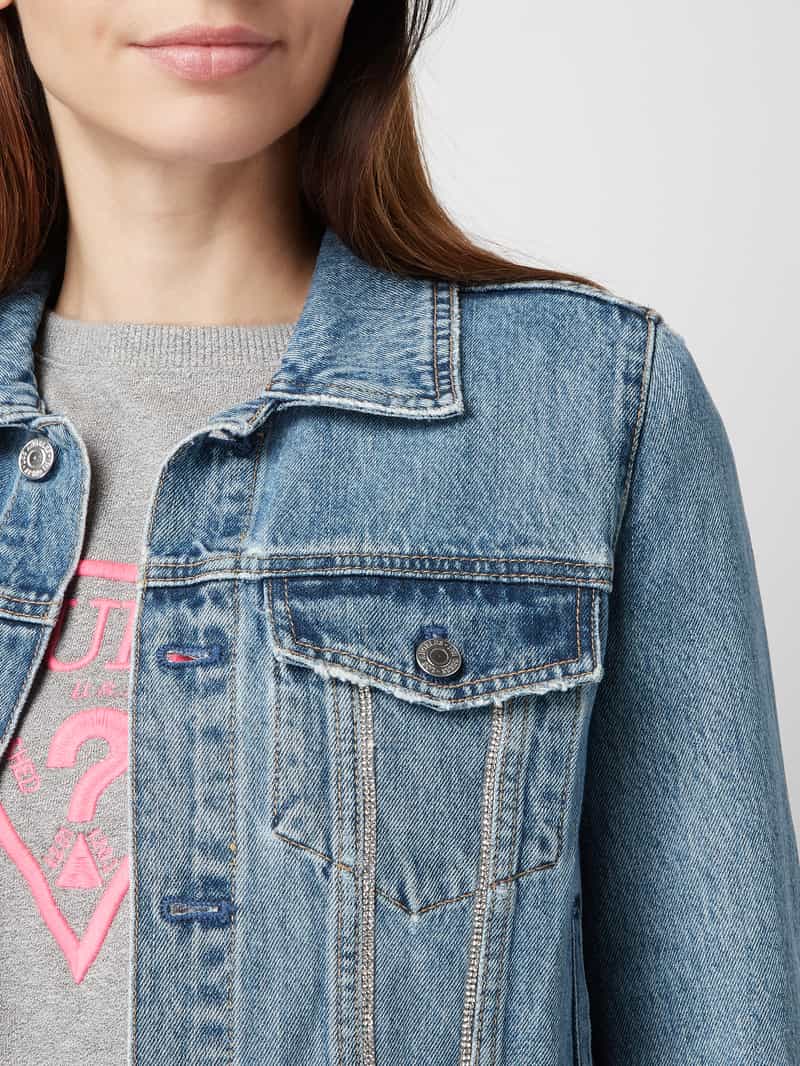 Guess Jeansjack met siersteentjes