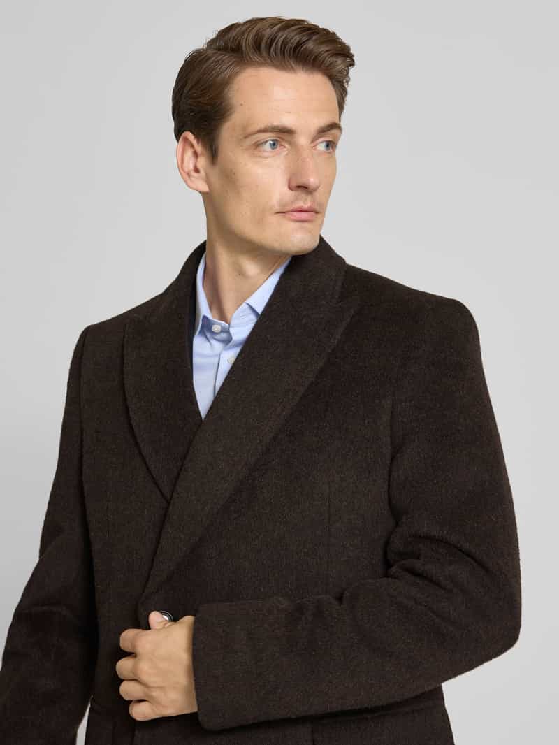 Boss Regular fit lange wollen jas van alpacamix model 'HYDE-DB-PEAK-254'