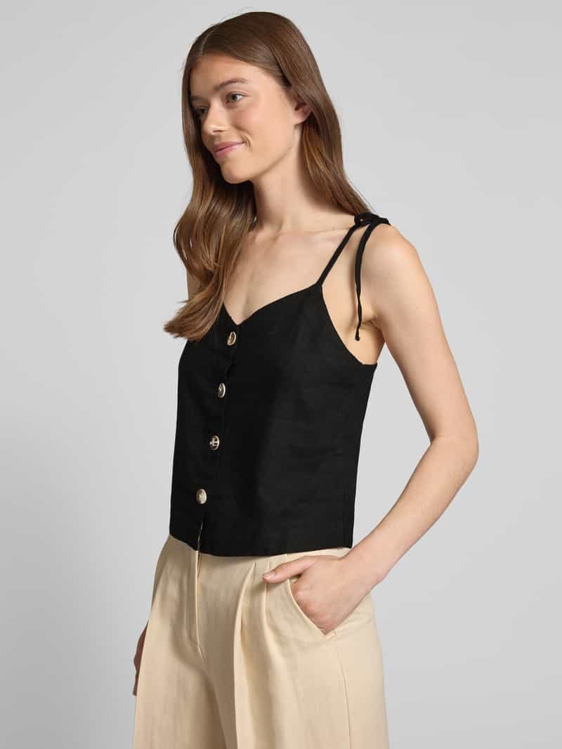 Ichi Top van een mix van linnen en viscose met knoopsluiting