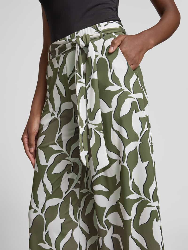 MORE & MORE Wide leg stoffen broek met strikceintuur