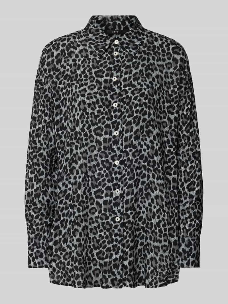 Zero Regular fit overhemdblouse van viscose met extra brede schouders