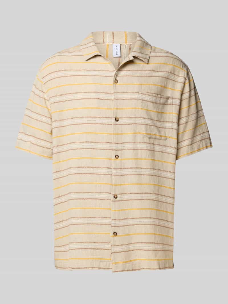 Regular fit vrijetijdsoverhemd van linnenmix met logostitching