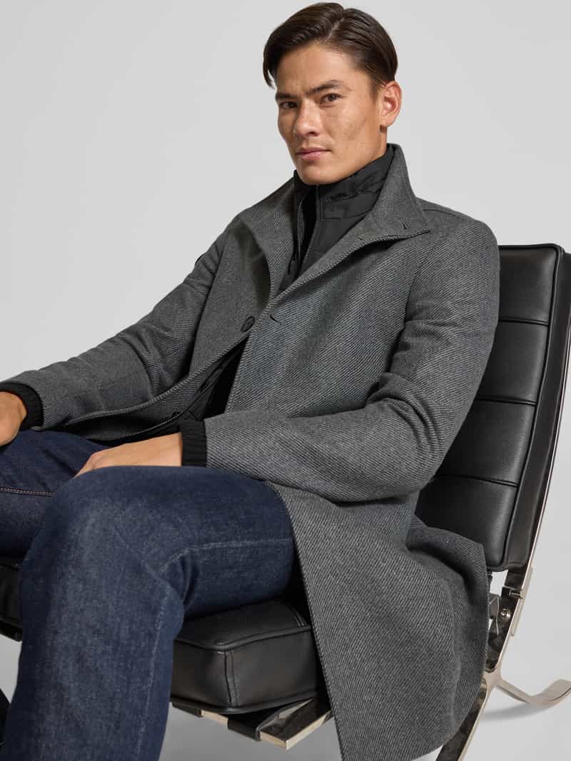 Boss Slim fit lange wollen jas van wolmix model 'HYDE'