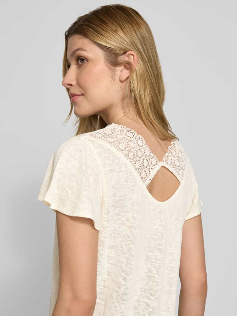 Zero T-shirt met ronde hals en gehaakt kant