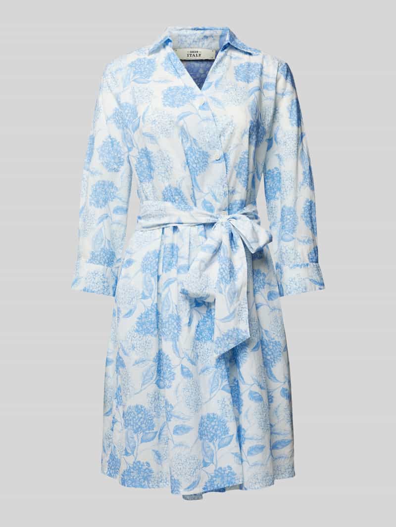 0039 italy Knielange jurk met strikceintuur model 'Jule'