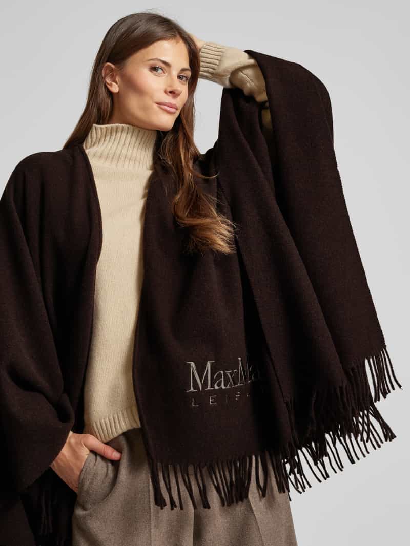 MM Poncho van wolmix met labelstitching model 'MARTORA'