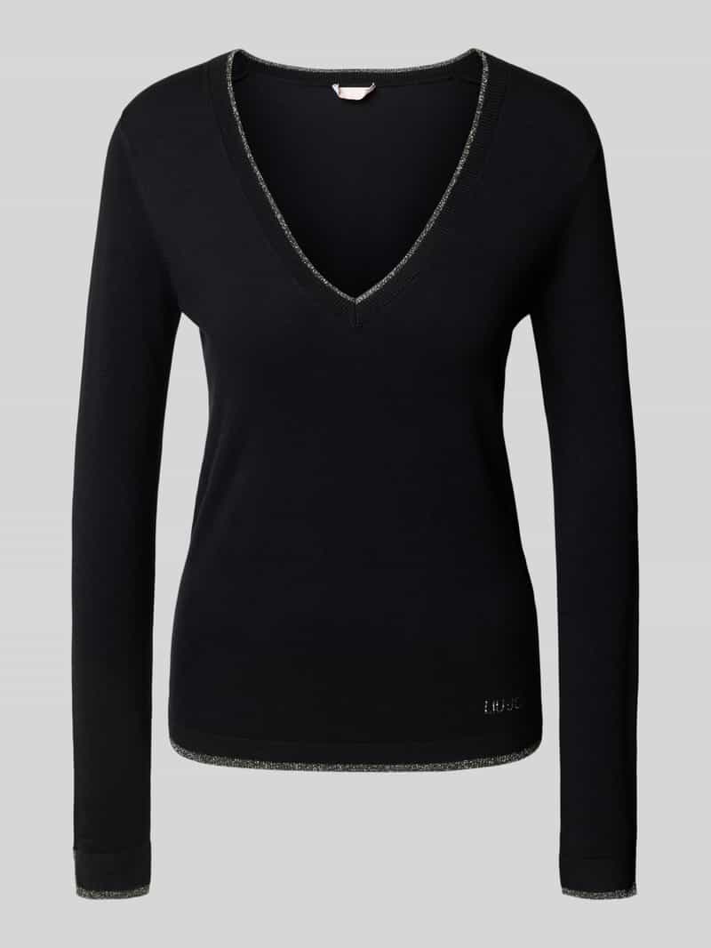 Liu Jo White Pullover met V-hals en effectgaren