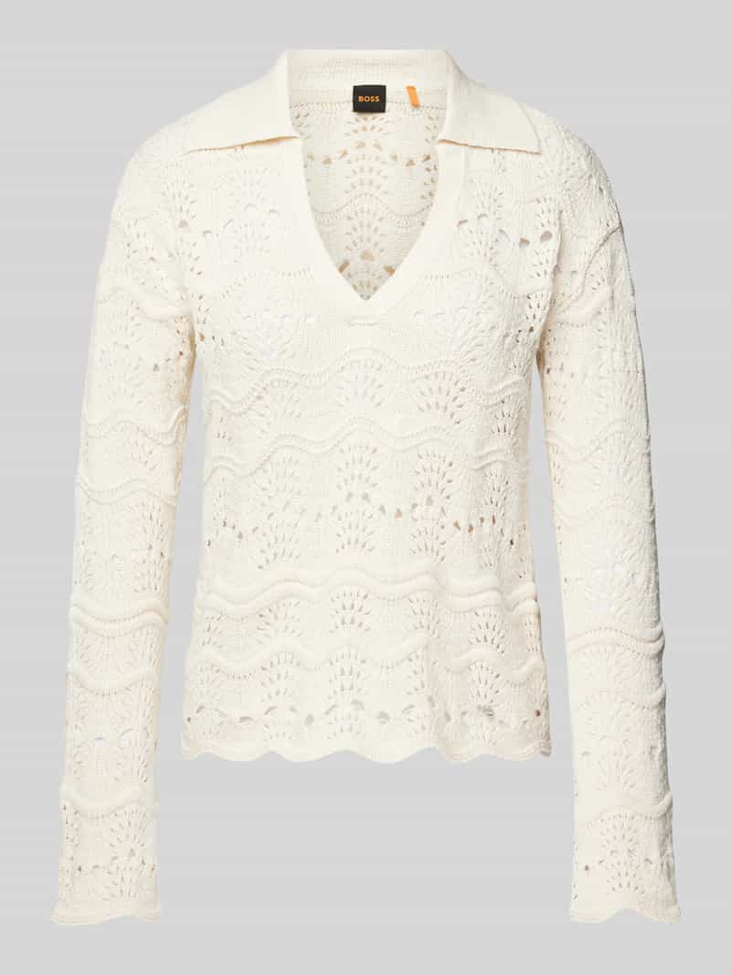 Boss Orange Gebreide pullover met geribde V-hals model 'Fyder'
