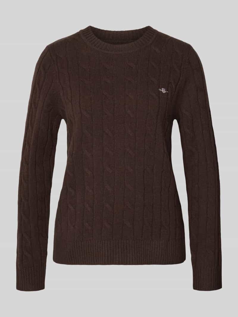 Gant Gebreide pullover met kabelpatroon en labelstitching